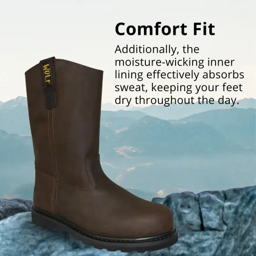 Miniatura 5 de WOLF Bota de Trabajo 100% Cuero Superior Genuino Resistente al Aceite y a la Abrasión Peligros Eléctricos Suela de Goma Antideslizante