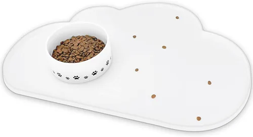 Miniatura 18 de Ptlom - Alfombrilla de silicona para alimentación de mascotas para perros y gatos, alfombrilla para comedero con bordes altos, antideslizante, Beige
