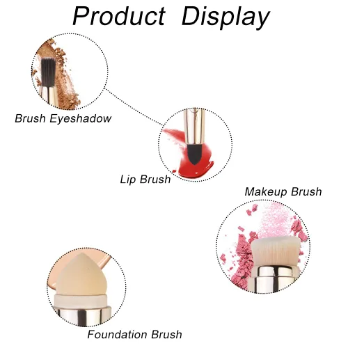 Miniatura 3 de Cepillo de maquillaje 4 en 1 cepillo cosmético suave cepillo de base para ojos labios y maquillaje facial