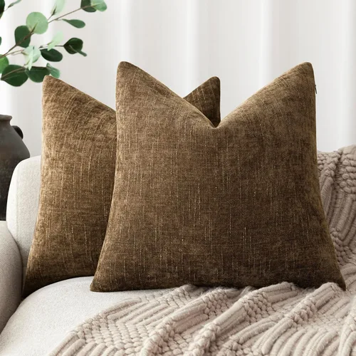 Miniatura 54 de Foindtower - Paquete de 2 fundas de almohada decorativas, cuadradas, cómodas, unicolor, suaves, lumbares, estilo rústico neutro, para sofá, sillón