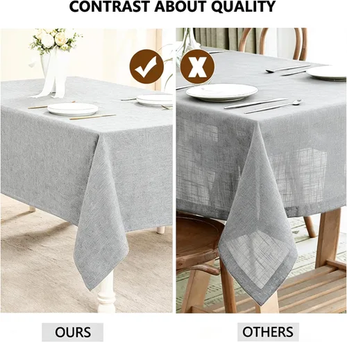 Miniatura 82 de Mantel para mesa rectangular de 55x71 pulgadas, de lino sintético, resistente a las arrugas e impermeable, color beige, para cocina, comedor