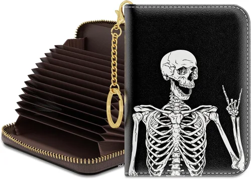 Miniatura 10 de Rouidr Tarjetero de crédito para mujer, pequeña cartera organizadora de tarjetas RFID delgada con cremallera y llavero, Elegante diseño floral.