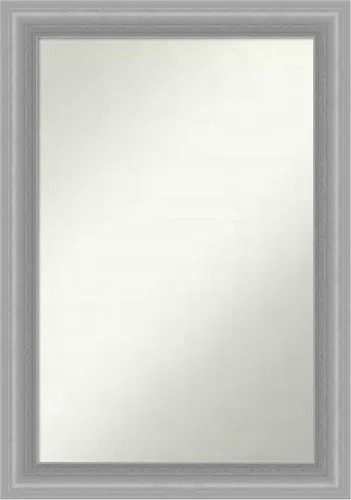 Miniatura 303 de Amanti Art Espejo de baño plateado para sobre el fregadero, 24 x 24 pulgadas, espejo cuadrado de peltre forjado a medida, marco de madera casual