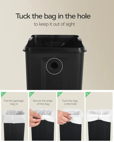 Miniatura 6 de Nunsino Cubo de basura pequeño para baño con 15 bolsas de basura, cubo de basura de acero inoxidable de 2.6 galones con tapa de cierre suave, Blanco