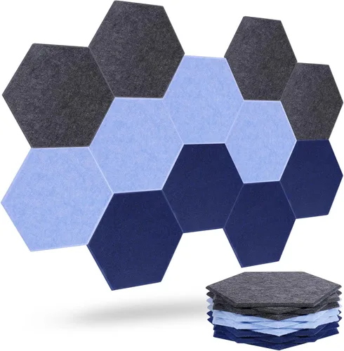 Miniatura 23 de Paneles acústicos, Magrowill, paquete de 12 paneles de pared insonorizados, paneles acústicos de alta densidad absorbentes de sonido