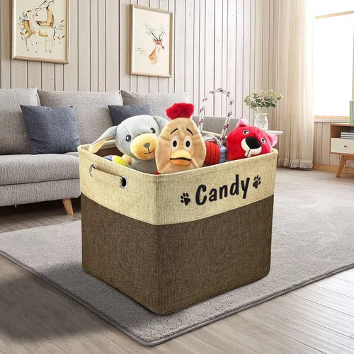Miniatura 2 de PET ARTIST - Cesta plegable de almacenamiento de juguetes con nombre personalizado de la mascota - Organizador de caja rectangular para juguetes