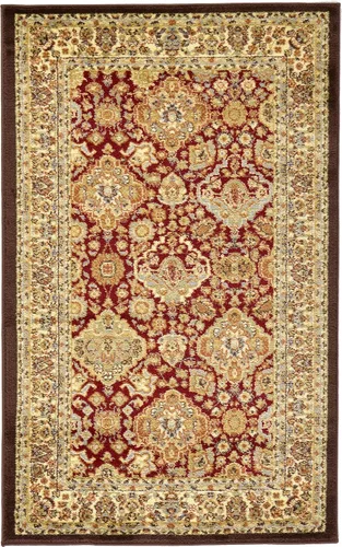 Miniatura 19 de Unique Loom - Colección Voyage - Alfombra redonda tradicional oriental, marrón, Polipropileno, Marrón/Rojo
