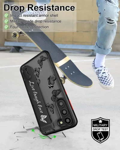 Miniatura 6 de Compatible para Samsung Galaxy S23 Funda Bonita con Correa Soporte Dedo Kickstand, Fundas de Silicona Geniales de Diseñador Funda Cover - Mariposa