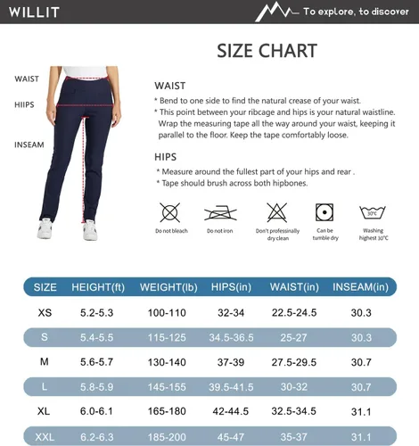 Miniatura 7 de Willit Pantalones de golf para mujer, elásticos, casuales, de secado rápido, pantalones de senderismo con control de abdomen