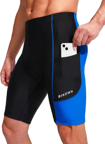 Miniatura 2 de Bikewa - Pantalones cortos de ciclismo para hombre, con acolchado 3D, para ciclismo de carretera o montaña, FPU 50+, bolsillos con cremallera