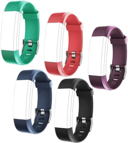 Correas de repuesto para reloj, juego de 5 correas ajustables Id115plus HR para reloj inteligente de fitness (negro, rojo, azul, verde, morado),