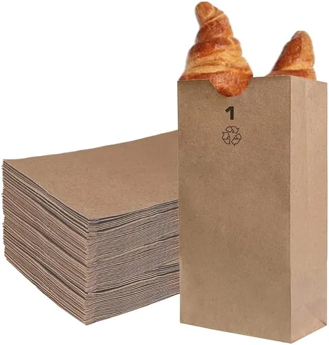 EcoQuality 100 mini bolsas de papel kraft marrón (1 libra), pequeñas bolsas de papel para almuerzo, aperitivos pequeños, bolsas de regalo,
