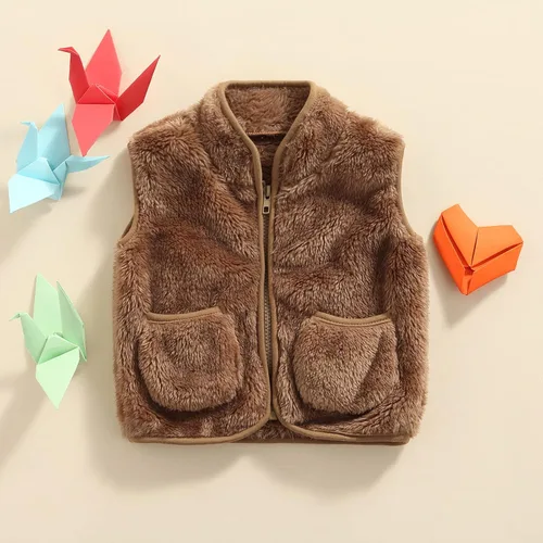 Miniatura 2 de Tiacham Chaleco para bebé, niña, niño, ropa de otoño e invierno, chaleco de sherpa sin mangas, ropa de abrigo para niños