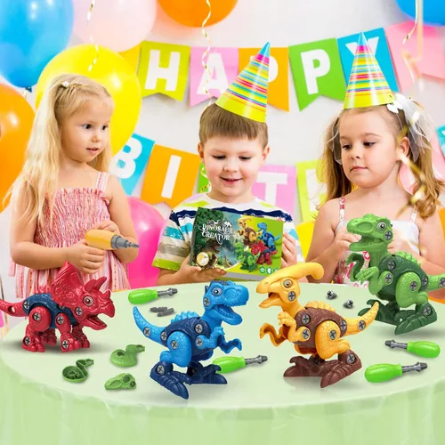 Miniatura 7 de Juguetes de dinosaurio para niños de 3, 4, 5, 6, 7 años, juguetes desmontables con taladro eléctrico para niños, juguete educativo de construcción