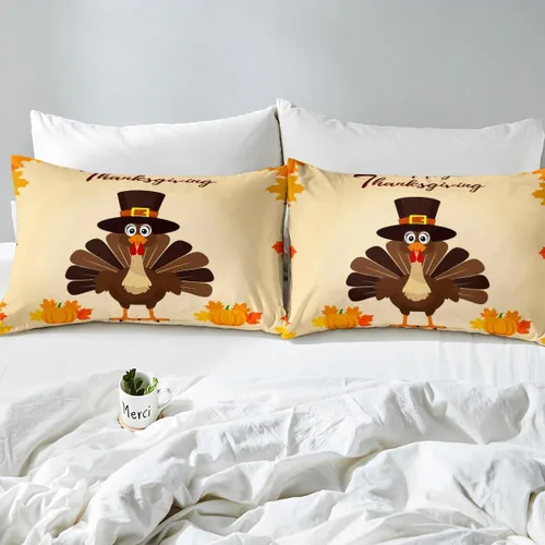 Miniatura 5 de Erosebridal Lindo juego de sábanas de pavo tamaño individual para niños y niñas, juego de sábanas de cosecha de Acción de Gracias, decoración