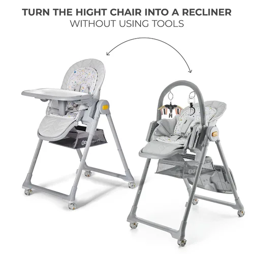 Miniatura 3 de Kinderkraft LASTREE Silla Alta Plegable para Bebés y Niños Pequeños con Función Reclinable, Barra de Juegos, Bandeja Ajustable y Reposapiés en Gris