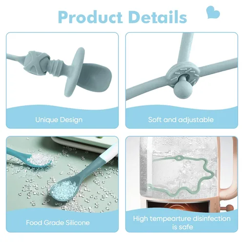 Miniatura 7 de Soporte de Correa para Cucharas de Bebé Clip para Chupete Accesorios para Silla Alta-Gelinor Suministros de Alimentación de Destete Dirigido por