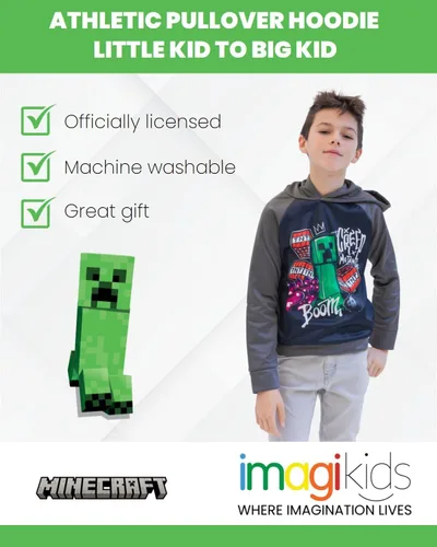 Miniatura 4 de Minecraft Sudadera con capucha de forro polar para niños pequeños a niños grandes (4-18-20)