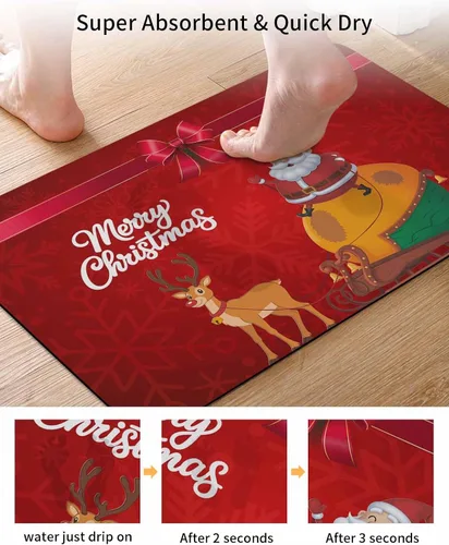 Miniatura 3 de Tapete de baño de Navidad para bañera, antideslizante, de secado rápido y absorbente, tierra de diatomeas, fregadero de cocina, ducha, tapete