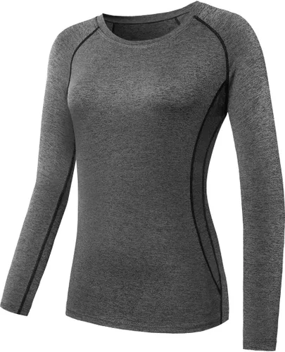 Miniatura 34 de CADMUS Paquete de 1 o 3 camisetas de entrenamiento de manga larga para mujer, camiseta de compresión de ajuste seco para correr
