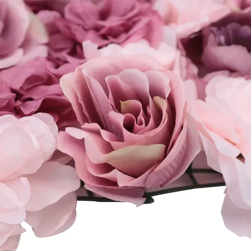 Miniatura 9 de OUKANING Paquete de 6 paneles de pared de rosas artificiales de seda para fiestas, bodas, flores, telón de fondo de pared para escenario del hogar