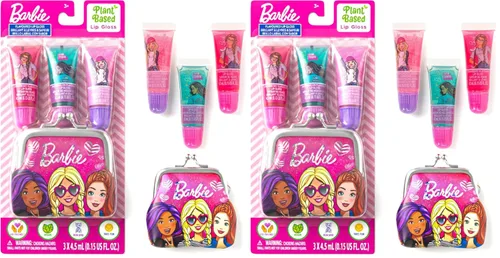 Miniatura 9 de Barbie - Paquete de 3 brillos de labios hidratantes con bolso, juego de maquillaje para niñas, perfecto para fiestas, fiestas de pijamas y regalos