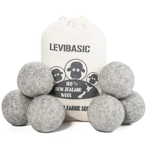 Paquete de 6 bolas secadoras de lana, XL, 3 pulgadas, auténtica lana de Nueva Zelanda hasta el núcleo, alternativa de suavizante de tela 100%