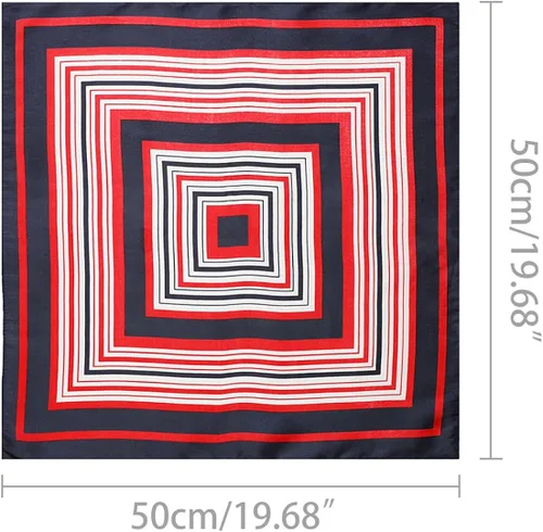 Miniatura 3 de Allegra K Lady Dark Blue Red White Stripe Print Kerchief Square Neck Scarf Wrap