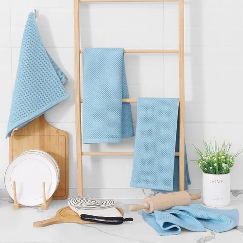 Miniatura 98 de Homaxy Trapos de cocina de 100% algodón, tejido de punto gofre, ultrasuaves, absorbentes y de secado rápido, 12 x 12 pulgadas, paquete de 6, blanco