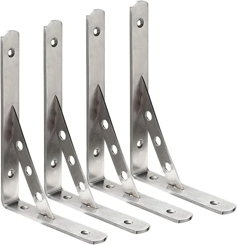 Miniatura 8 de Deezio Soporte de esquina de acero inoxidable resistente, soporte de ángulo para juntas, níquel cepillado, paquete de 4 (3.937 x 3.937 x 0.118 in)