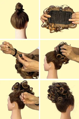 Miniatura 4 de CAISHA Moño Hairpiece Cola de caballo Topknot Hepburn-Bun Scrunchie Updo Ash Brown Light Blonde Mix HK124