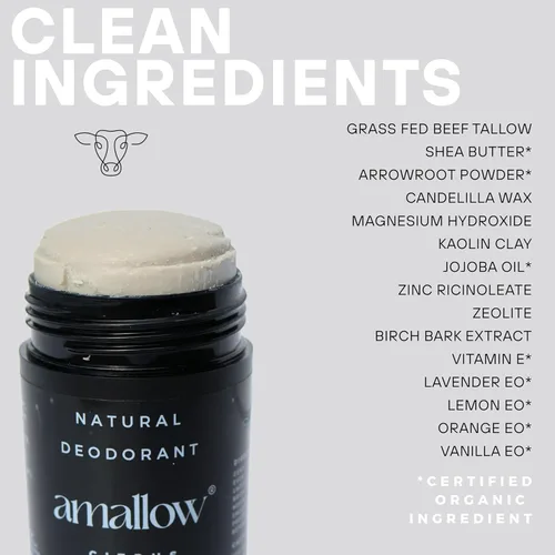 Miniatura 5 de Amallow - Desodorante Natural – Sin Sales de Aluminio, a Base de Sebo, Sin Bicarbonato de Sodio, con Magnesio y Zinc – Protección contra Olores