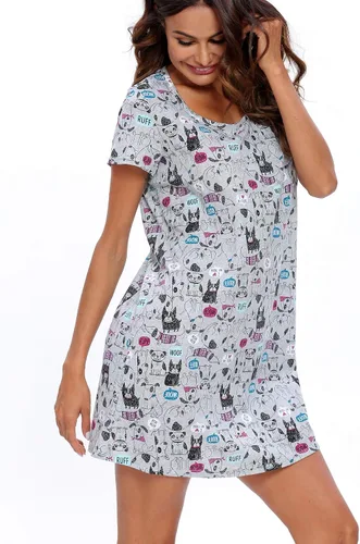 Miniatura 4 de ENJOYNIGHT - Camisones de algodón para mujer, talla grande, camisa de dormir de manga corta con estampado