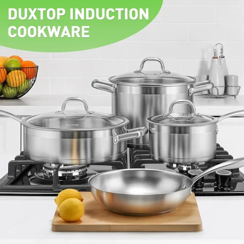 Miniatura 9 de Duxtop Juego Profesional de Ollas y Sartenes de Acero Inoxidable, Juego de 17 Piezas de Utensilios de Cocina de Inducción, Tecnología de Unión por