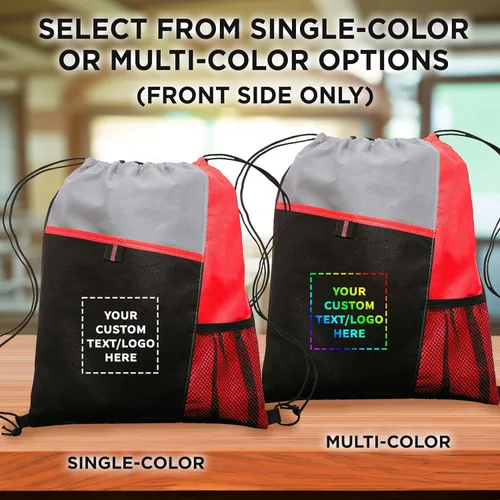 Miniatura 44 de DISCOUNT PROMOS Juego de mochilas con cordón no tejidas personalizadas de 10/50/100, paquete personalizado a granel