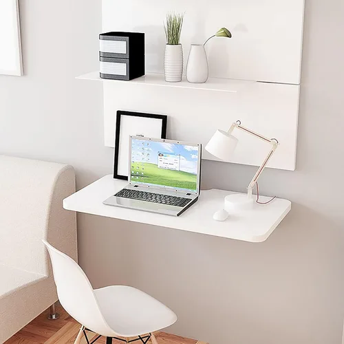 Miniatura 6 de Mesa plegable montada en la pared, mesa de hojas colgantes para computadora portátil que ahorra espacio, mesa flotante con 2 soportes de metal