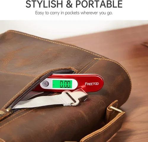Miniatura 6 de FREETOO Báscula de equipaje portátil digital para maleta, báscula de viaje con función de tara, capacidad de 110 libras