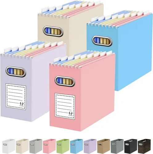 Miniatura 49 de Oterri Caja organizadora de archivos de cartón para colgar carpetas de archivos, tamaño carta, caja de archivos para escritorio de computadora