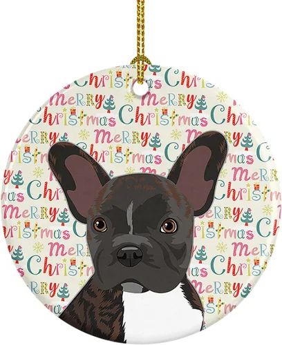 Miniatura 173 de Caroline's Treasures Bulldog Francés Azul de Navidad Adorno de Cerámica Decoraciones Colgantes para Árbol de Navidad para Hogar Navidad, Festividad