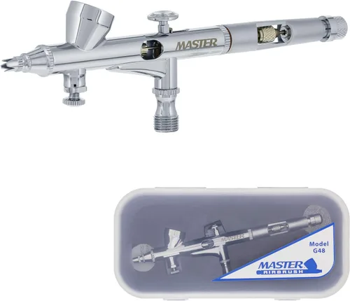 Master Airbrush Aerógrafo de alimentación por gravedad de doble acción G48 de alta precisión, punta de 0.008 in, taza pequeña de 1/16 oz, control de