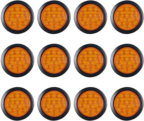 Miniatura 36 de Kit de tapones de cableado con cubierta de hule para luz trasera LED redonda de 4", 12 ledes, para RV, camioneta Luz roja - Lente transparente