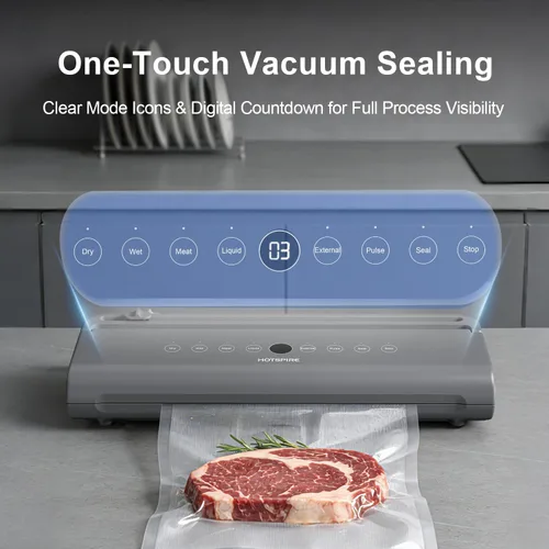 Miniatura 8 de HOTSPIRE Máquina selladora al vacío de alimentos, potente y continuo sellado al vacío para almacenamiento de cocina y preparación de comidas