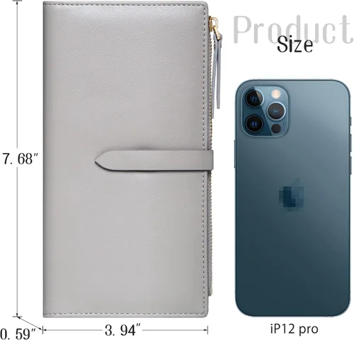 Miniatura 18 de Billeteras delgadas para mujer, tarjetero RFID plegable con bolsillo con cremallera, Mandala azul, Delgado