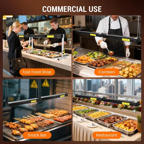 Miniatura 7 de Lámpara de calor de alimentos de 36 pulgadas, calentador de alimentos comercial de 1000 W, calentador de tiras eléctricas, lámpara de calefacción