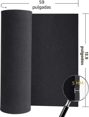 Miniatura 2 de Rollos de hojas de espuma negra, hoja de espuma EVA grande premium de 13.9" x 59", 5mm de grosor, densidad 86kg/m3 para disfraz de Halloween, Negro