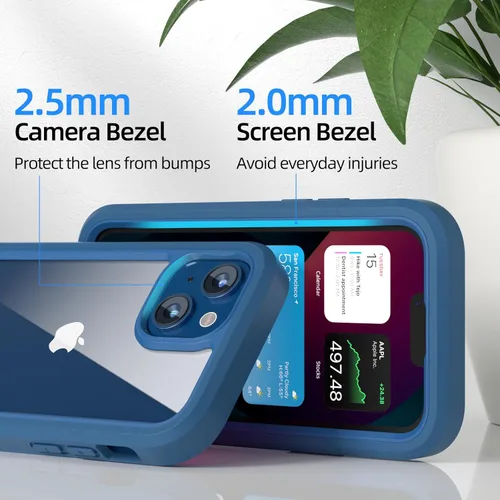 Miniatura 5 de WXR Funda para iPhone 13 mini/iPhone 12 Mini, parachoques de silicona suave y parte trasera de policarbonato duro transparente e interior de Azul