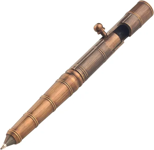 SMOOTHERPRO Bolígrafo de acción de perno de latón macizo con clip de acero inoxidable, nodo de bambú para temblor, parkinson, artritis, oficina de