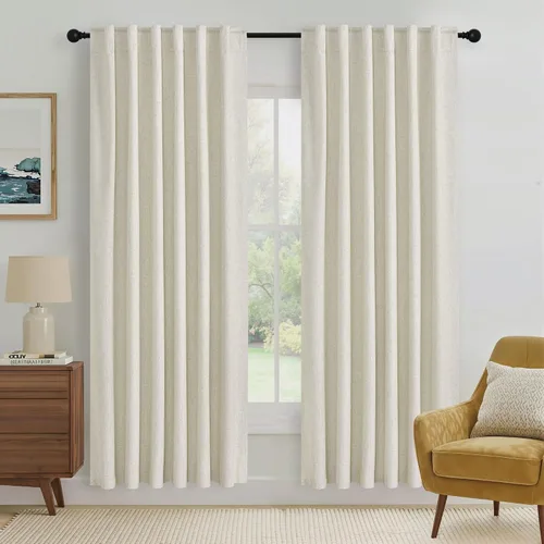 Miniatura 30 de RYB HOME Cortinas cortas opacas 100% marrones, 45 pulgadas de largo, 52 pulgadas de ancho, bloqueo de luz y aislamiento térmico para cocina