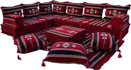 Miniatura 30 de Sofá de piso modular hecho a mano arabicsofa – Asiento oriental Majlis con cojines de respaldo