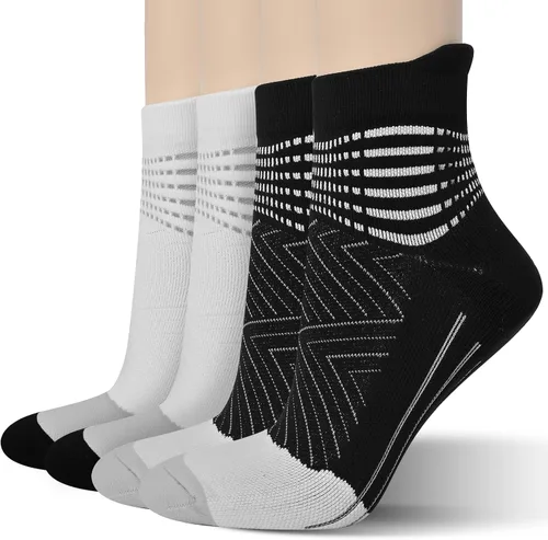 Miniatura 18 de Calcetines de compresión para el tobillo para mujer, con absorción Coolmax, deportivos y acolchados, alivio de la fascitis plantar, paquete de 2, 3